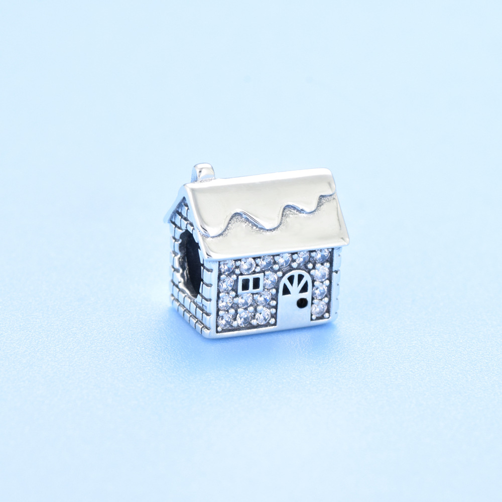 S925 sterling silver bead DIY pendant house - Image 2