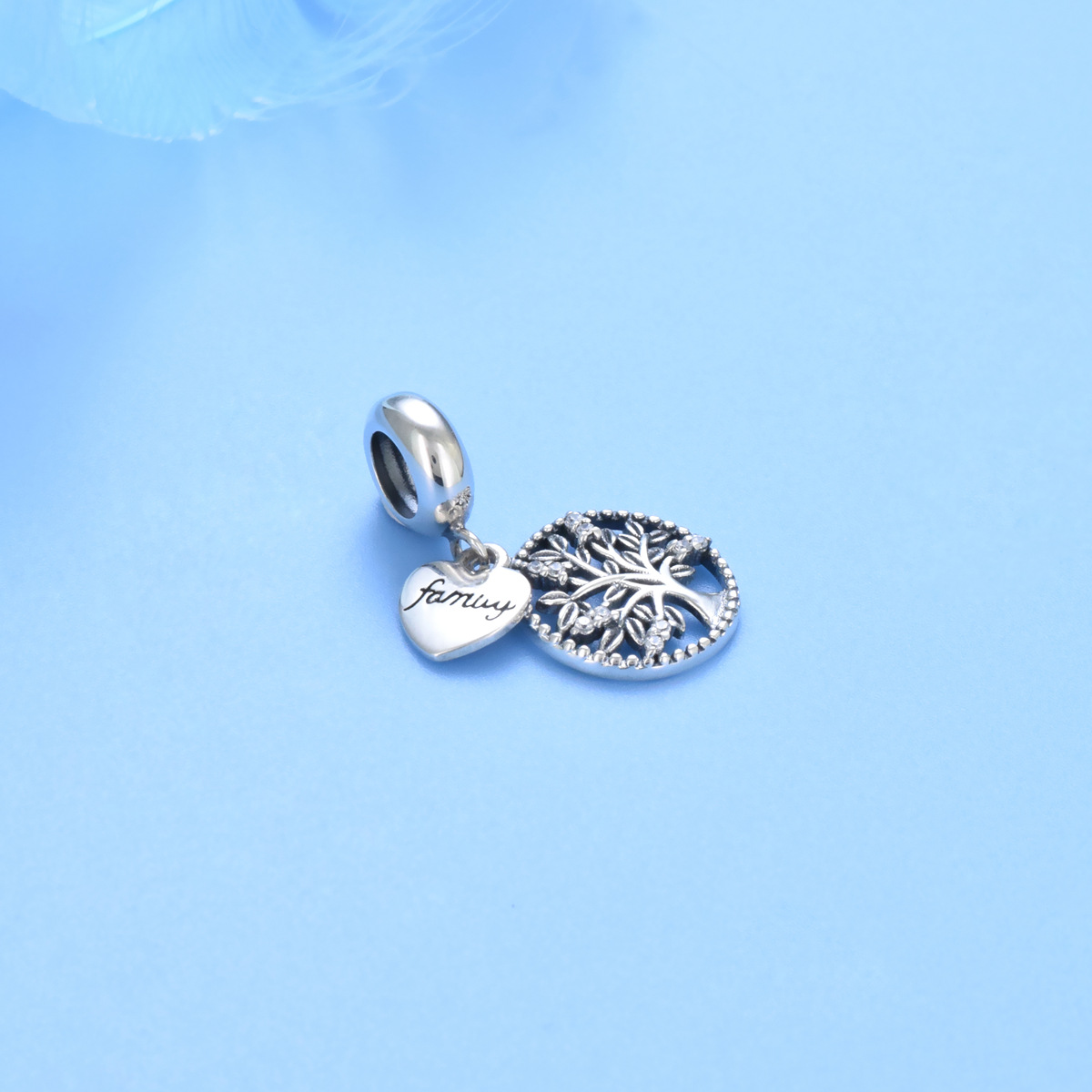 S925 Pure Silver Bead DIY Pendant Family Tree - Image 2