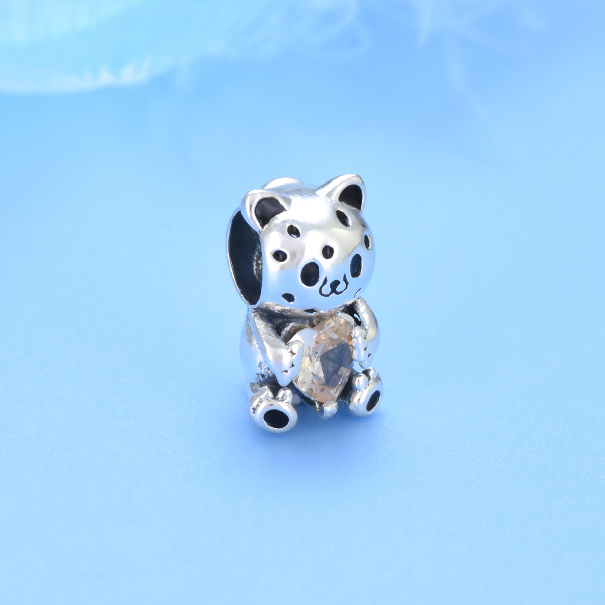 S925 sterling silver bead DIY pendant teddy bear - Image 2
