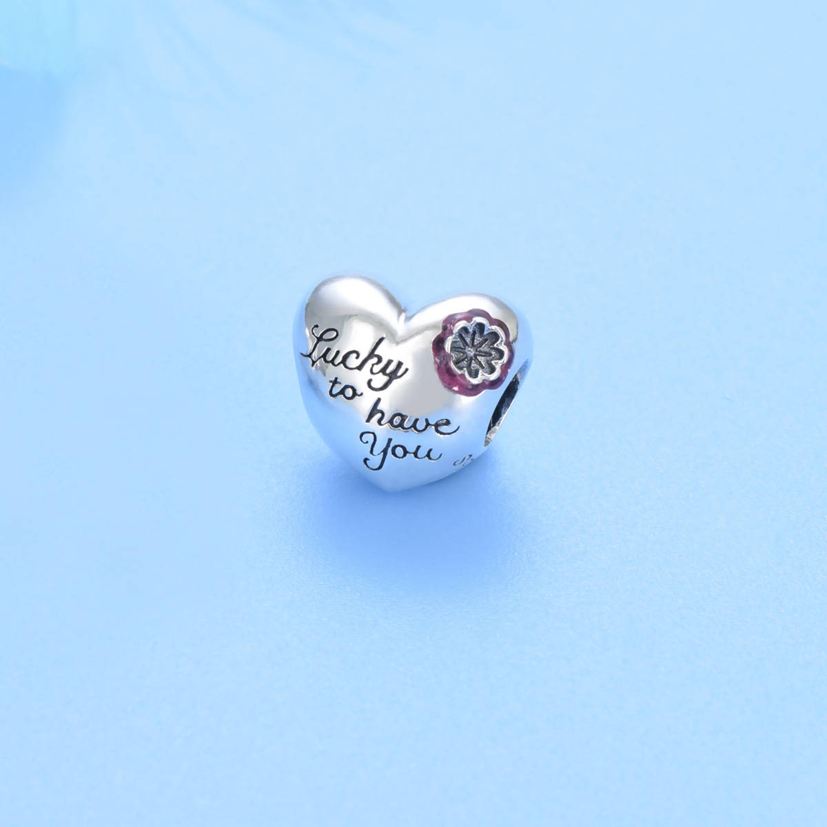 S925 Pure Silver Bead DIY Pendant Love - Image 2