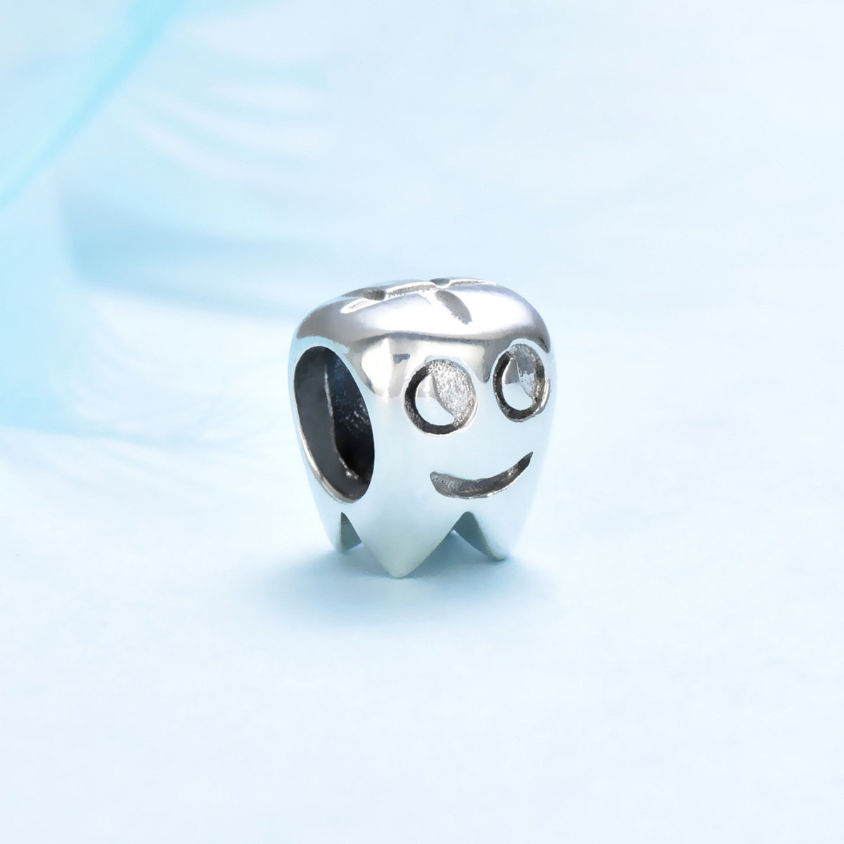 S925 sterling silver bead DIY pendant teeth - Image 2