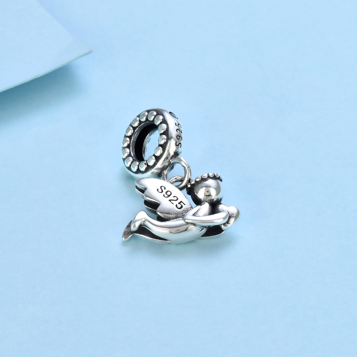 S925 sterling silver bead DIY pendant Angel Wings - Image 2