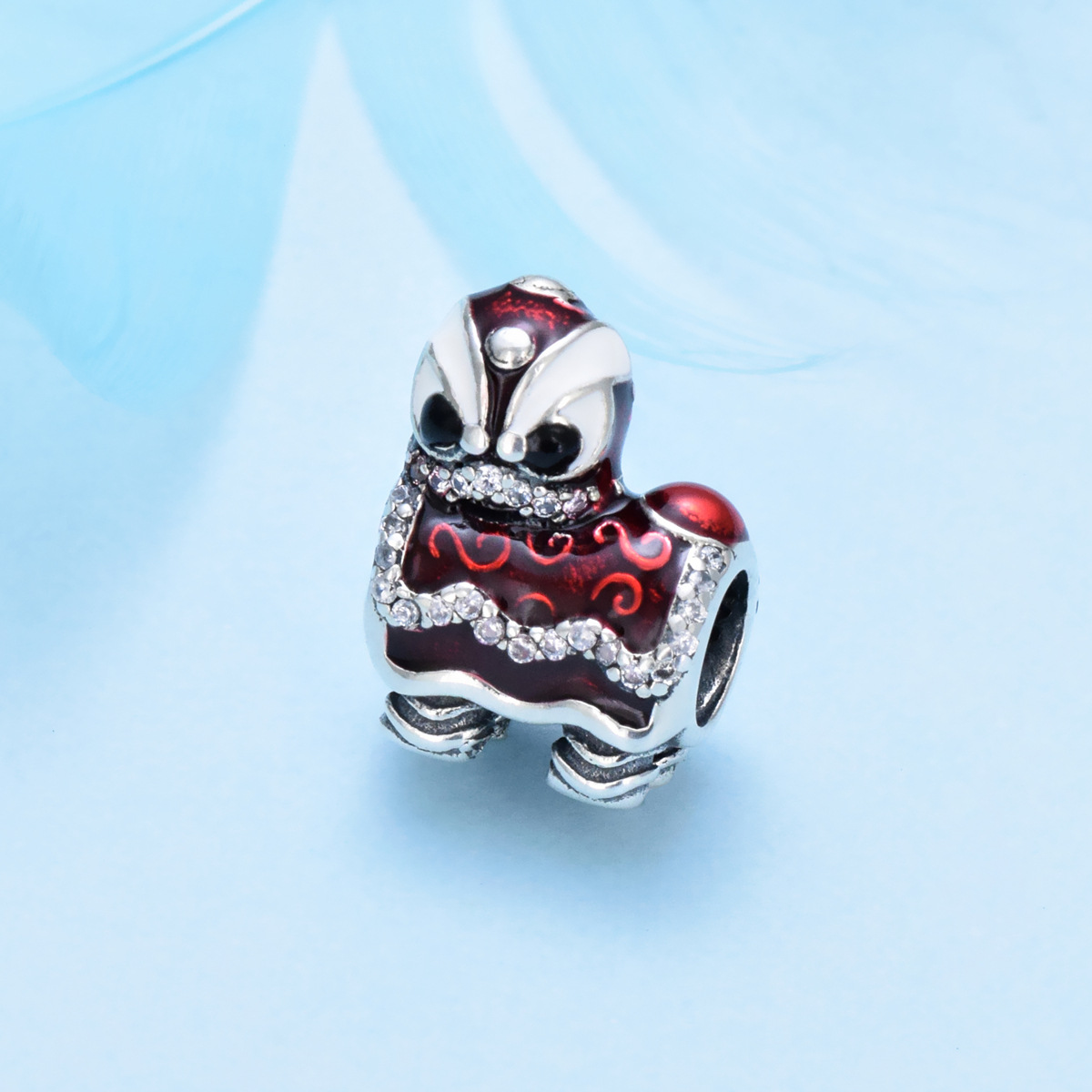 S925 sterling silver bead DIY pendant lion dance - Image 2