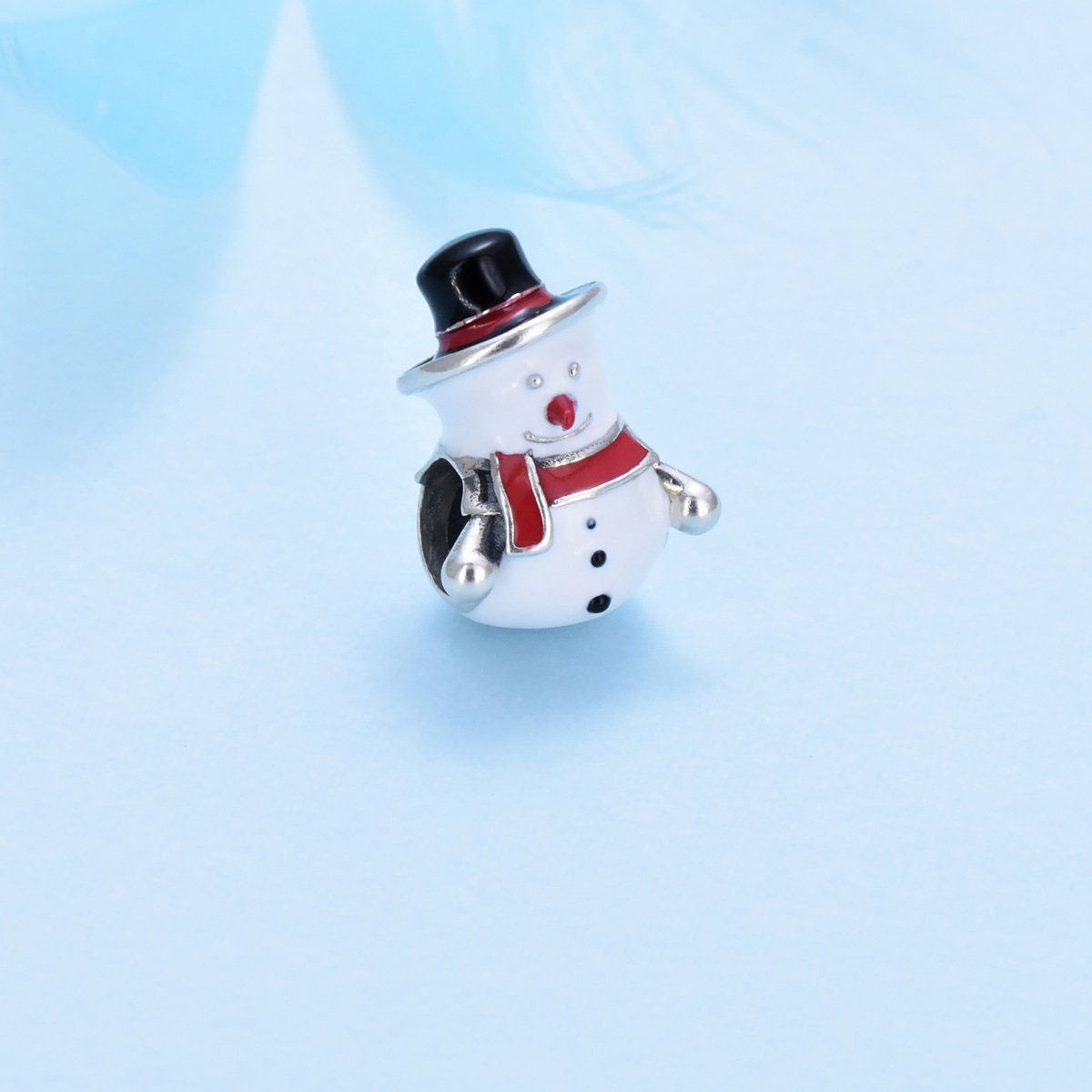 S925 sterling silver bead DIY pendant snowman - Image 2