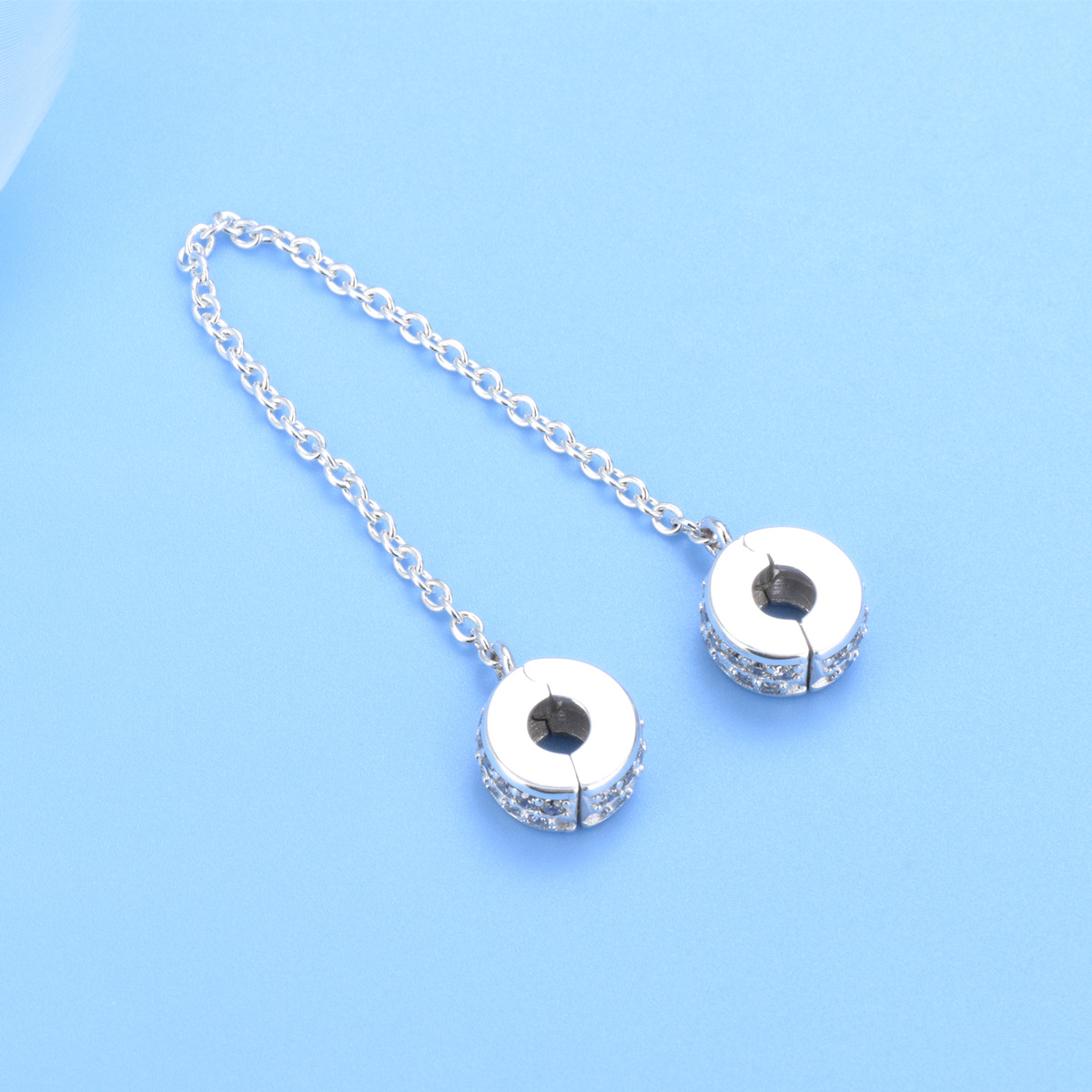 S925 sterling silver bead DIY pendant safety chain - Image 2