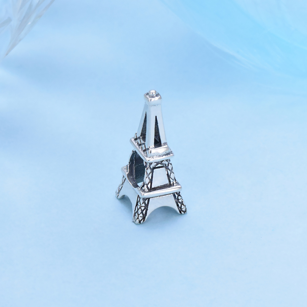 S925 sterling silver bead DIY pendant iron tower - Image 2