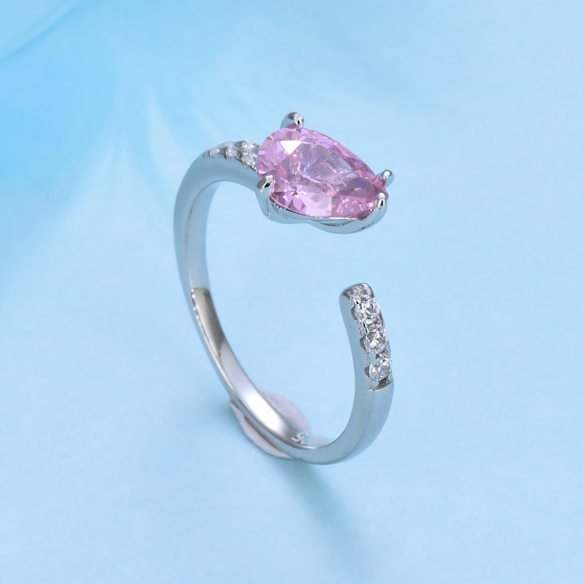 S925 sterling silver ring pink zircon ring for women - Image 2