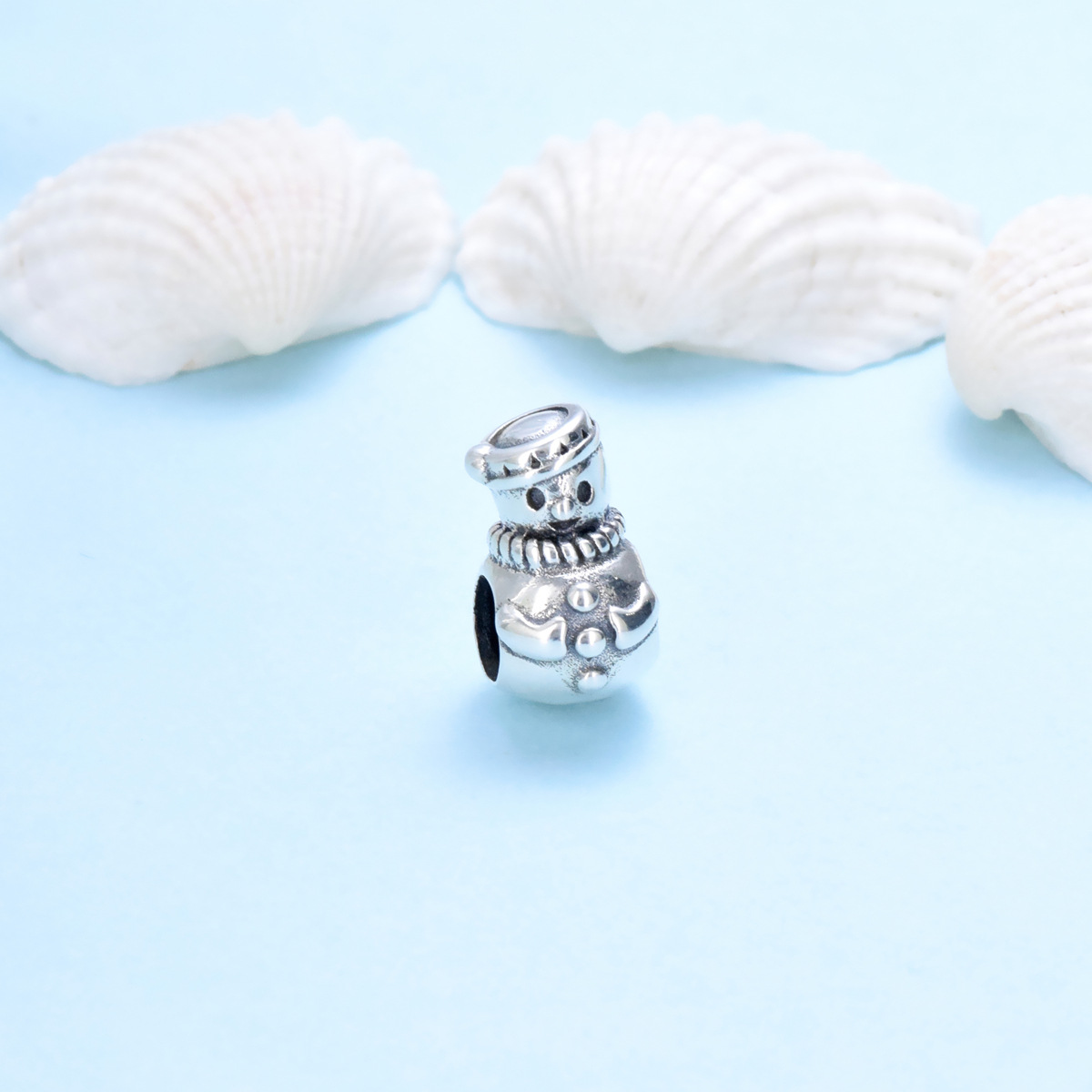 S925 sterling silver bead DIY pendant snowman - Image 2