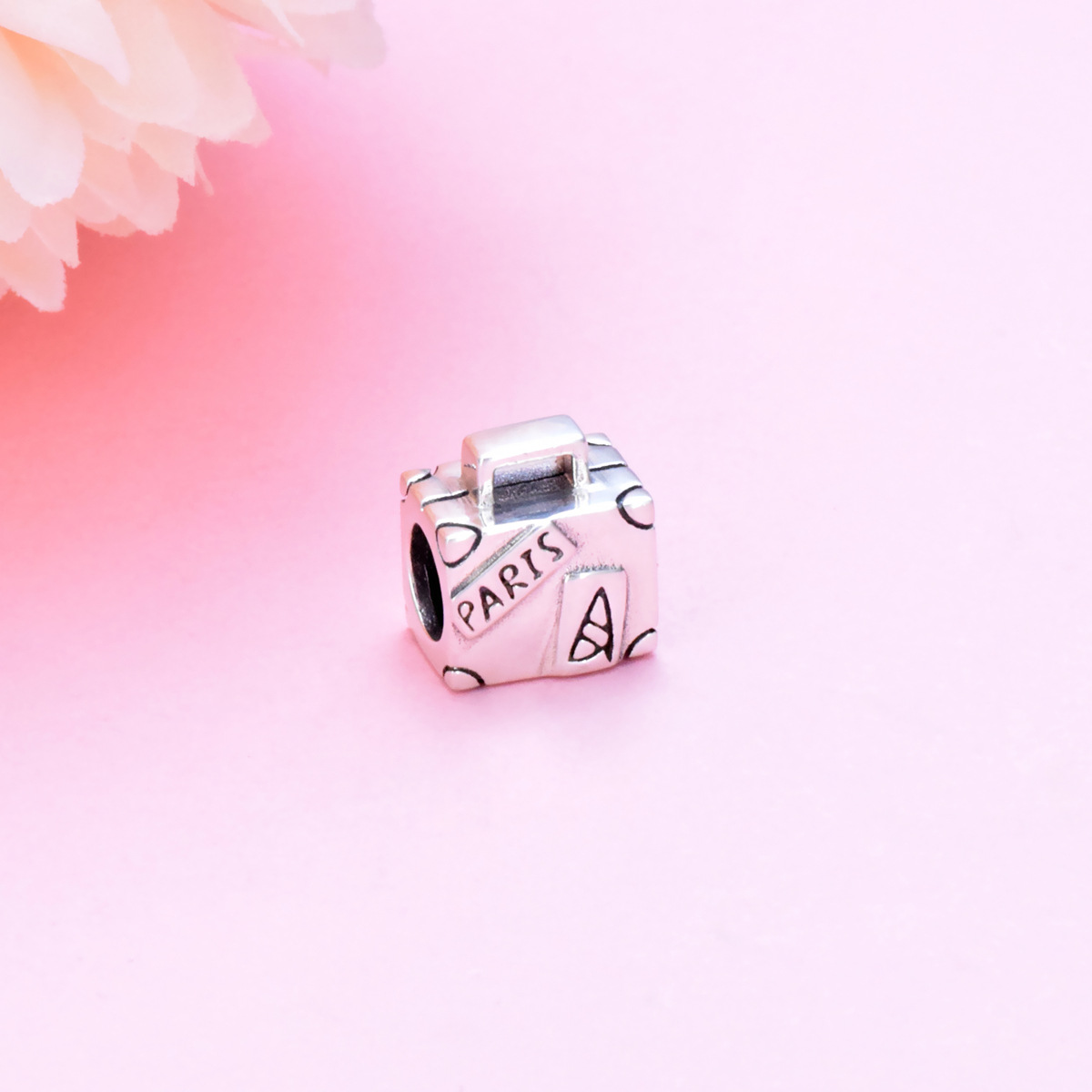 S925 pure silver bead DIY hanging travel suitcase - Image 2