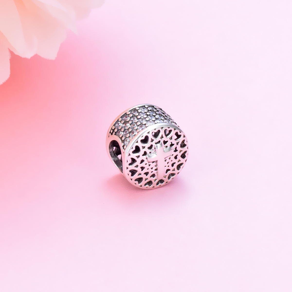 S925 sterling silver bead DIY pendant cross - Image 2