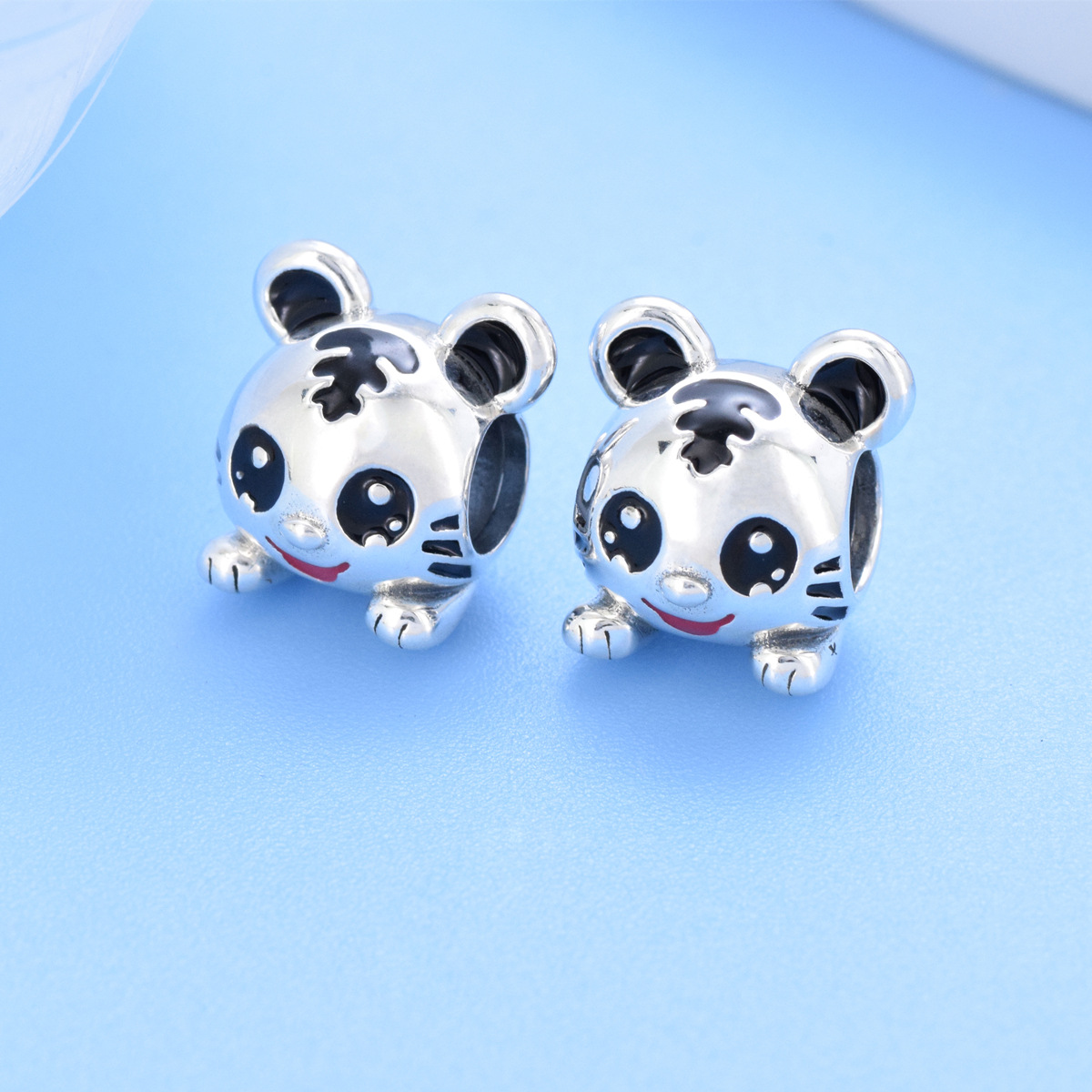 S925 Pure Silver Bead DIY Pendant Little Tiger - Image 2