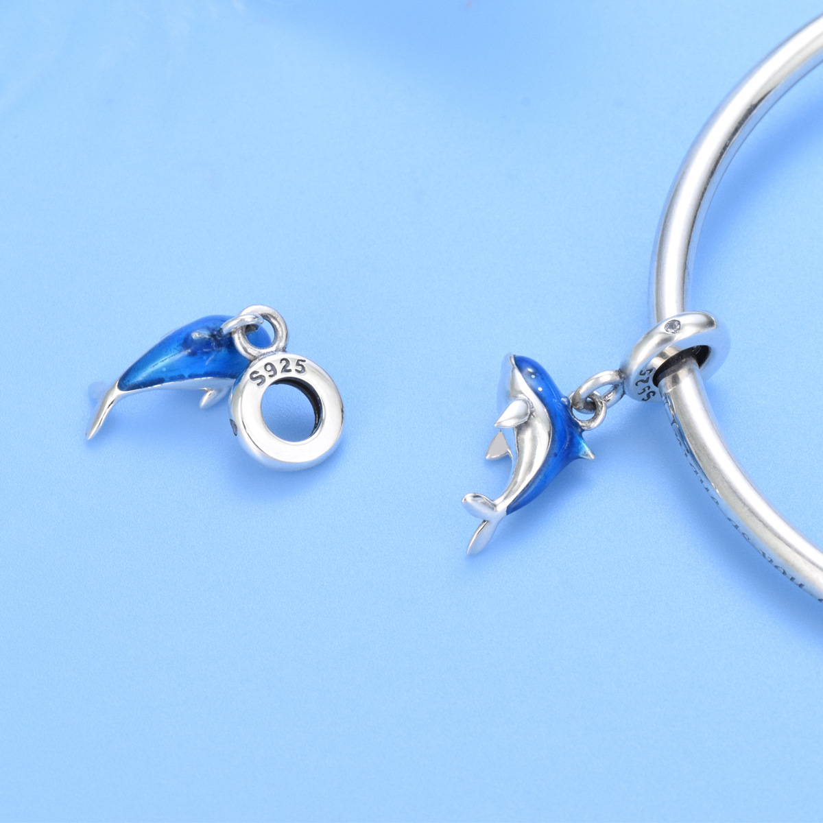 S925 sterling silver bead DIY pendant Little Dolphin - Image 2
