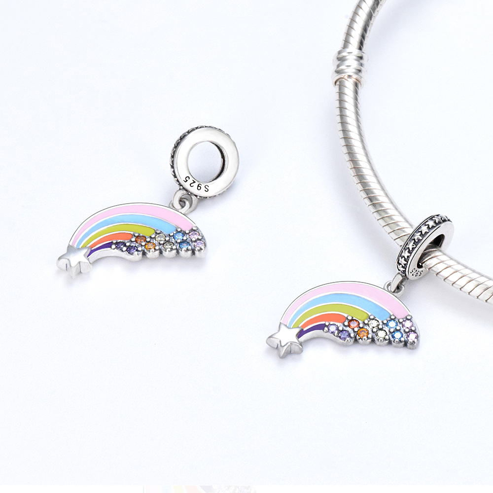 S925 sterling silver bead DIY pendant rainbow - Image 2