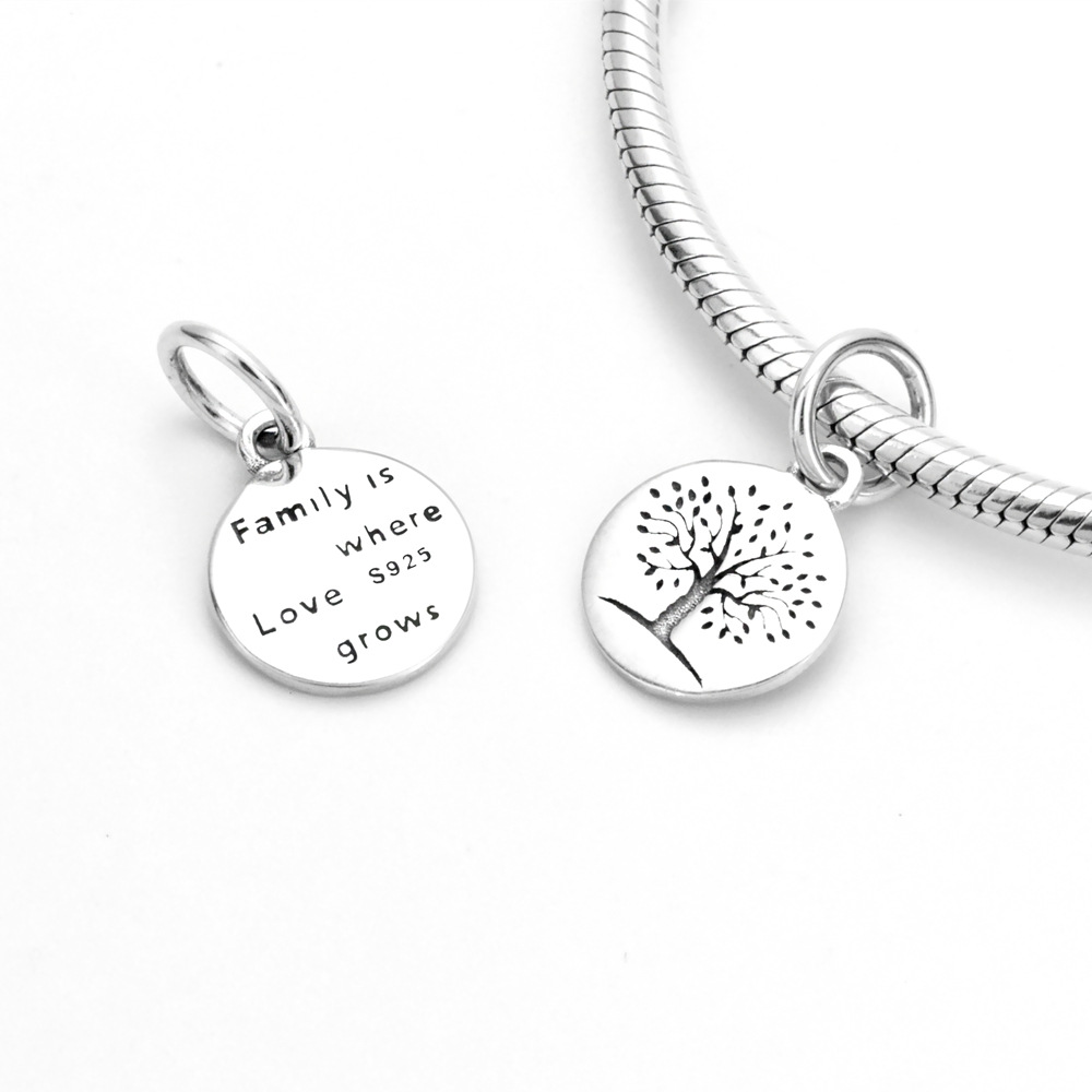 S925 Pure Silver Bead DIY Pendant Family Tree - Image 2