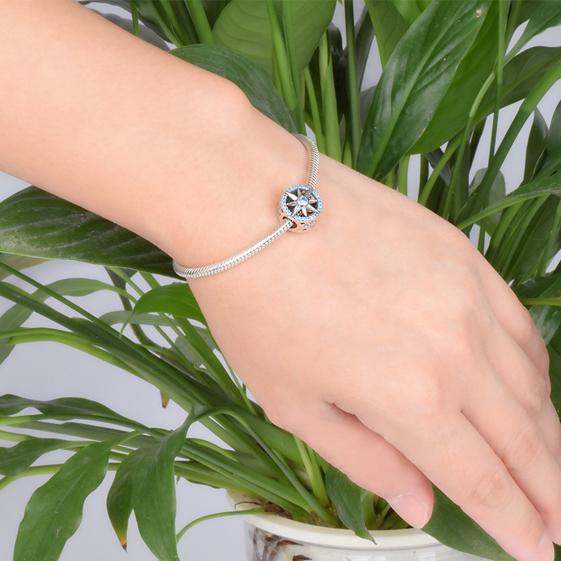 S925 sterling silver bead DIY pendant compass - Image 2