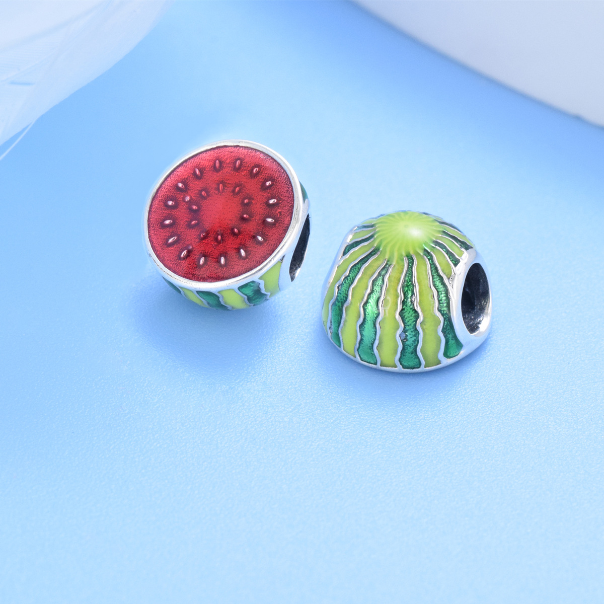 S925 sterling silver bead DIY pendant watermelon - Image 2