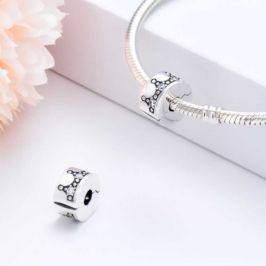 S925 sterling silver bead DIY pendant crown buckle - Image 2