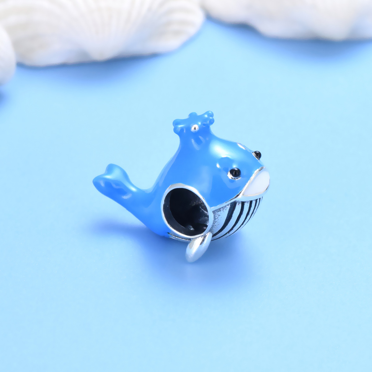 S925 Pure Silver Bead DIY Pendant Little Whale - Image 2