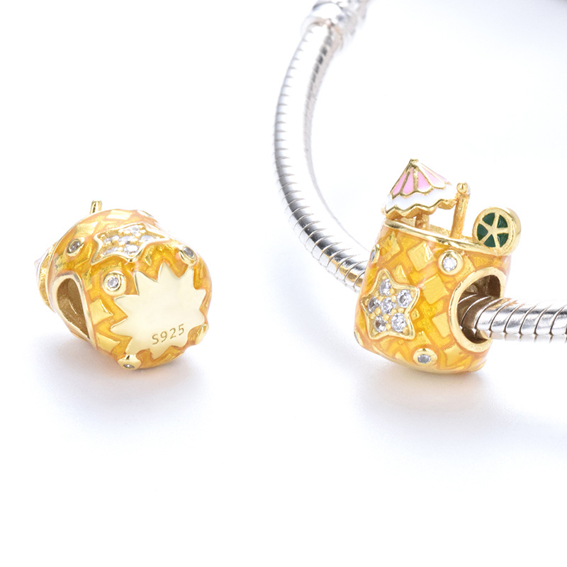 S925 sterling silver bead DIY pendant pineapple cup - Image 2