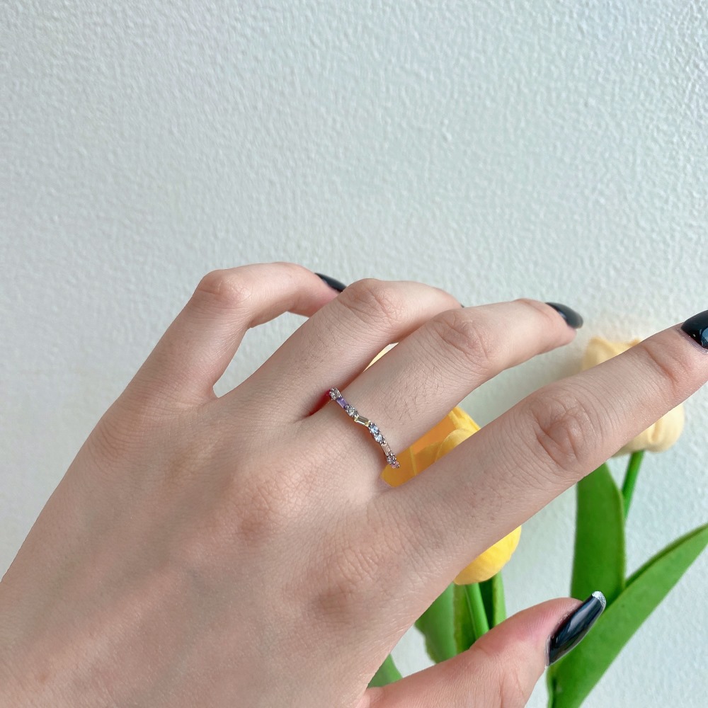 S925 sterling silver colorful inlaid zircon ring - Image 2