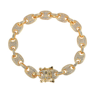 Hip Hop Cuban Bracelet 9mm Copper Inlaid Zircon Coffee Bean Shape Bracelet