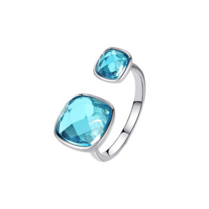 S925 sterling silver blue zircon ring for women