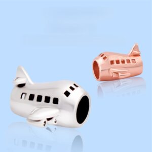 S925 sterling silver DIY bracelet beaded small airplane pendant