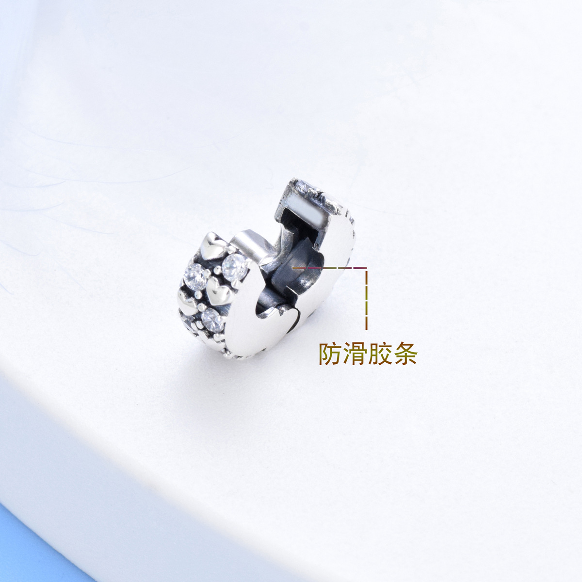 S925 sterling silver beaded DIY inlaid zircon pendant - Image 2