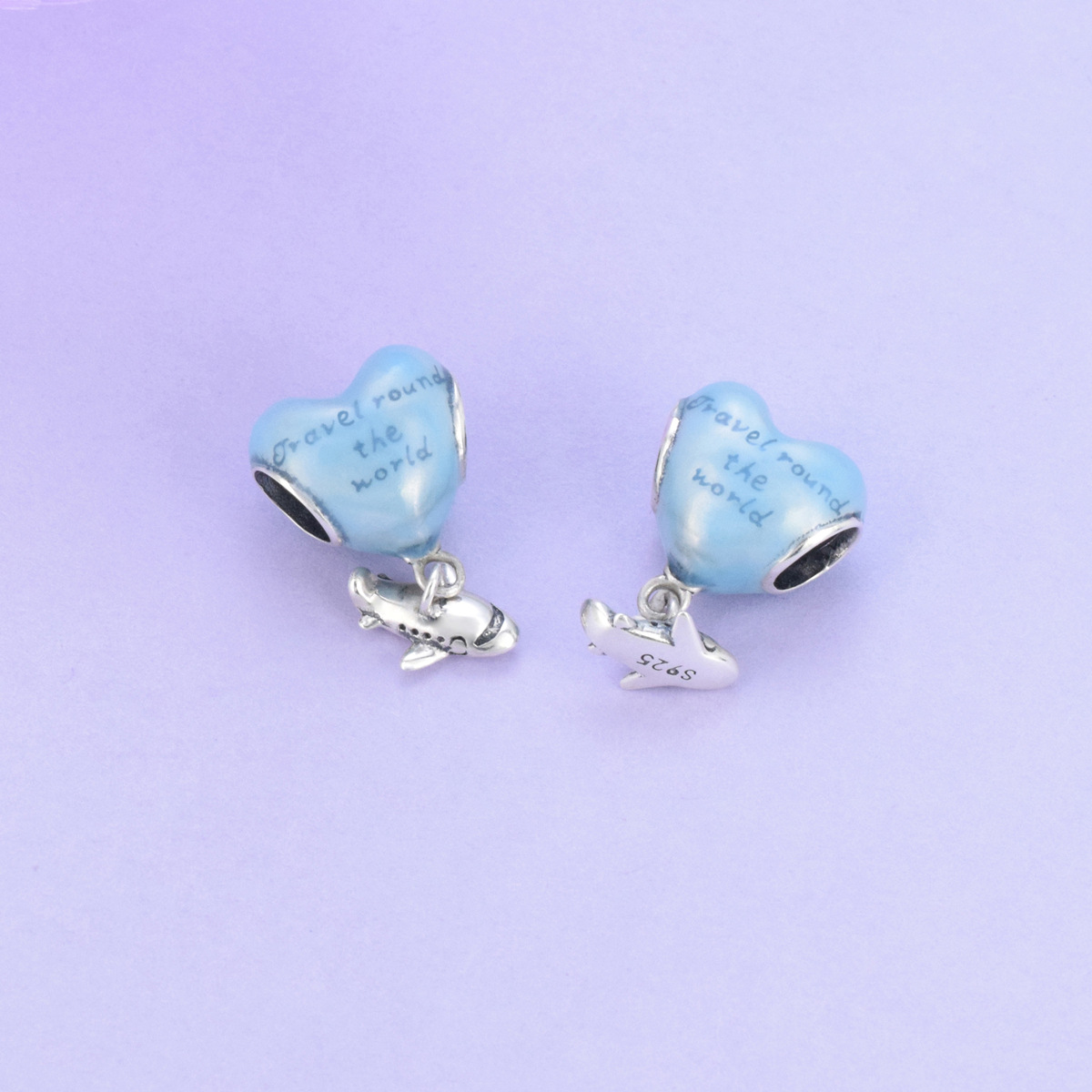 S925 sterling silver beaded DIY small airplane pendant - Image 2