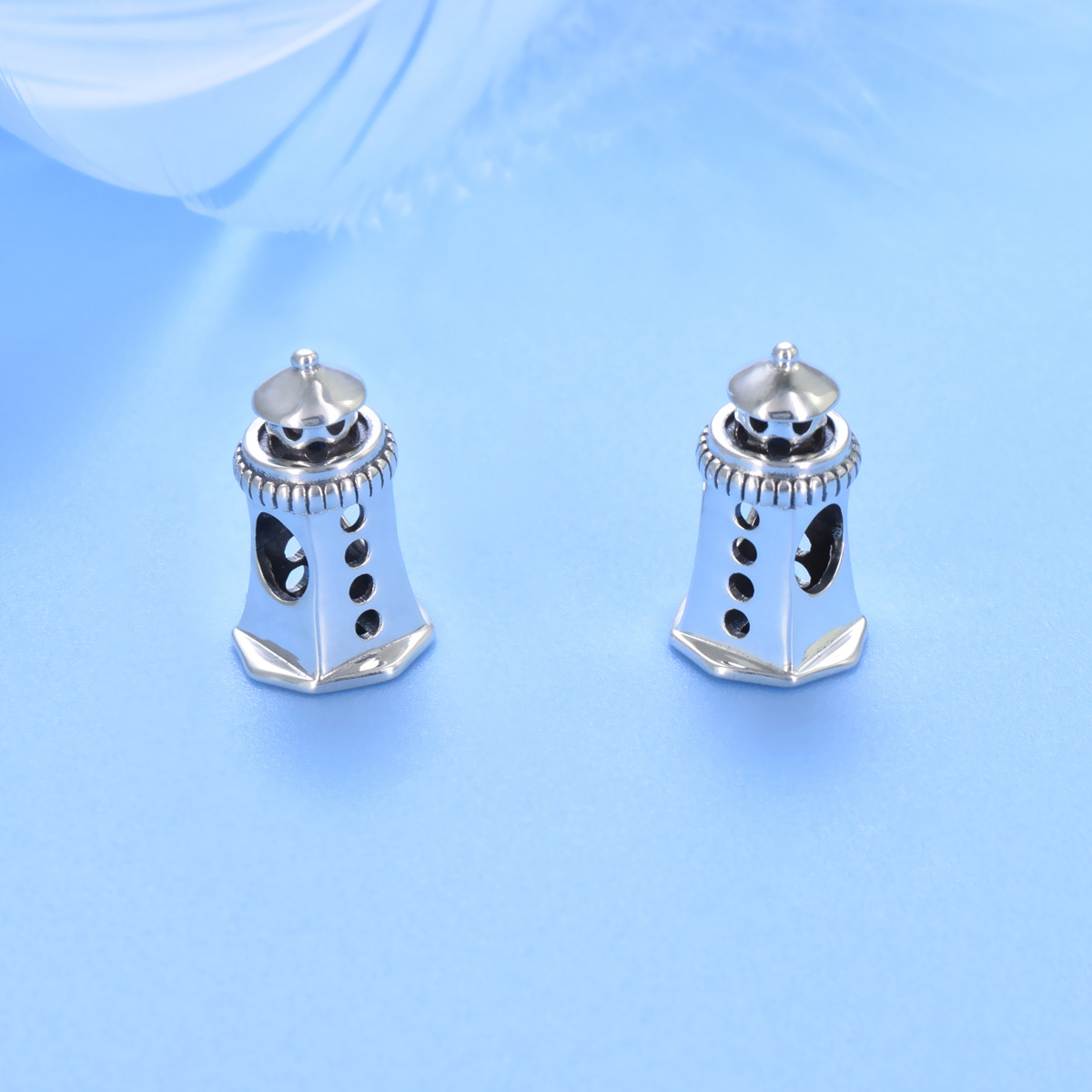 S925 Sterling Silver Beaded DIY Pendant Lighthouse - Image 3