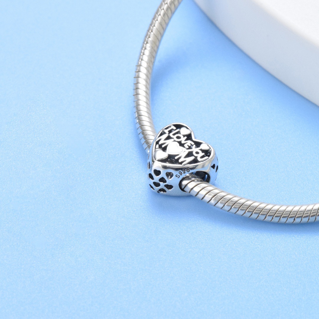 S925 Sterling Silver Beaded DIY Pendant Love I Love You - Image 3