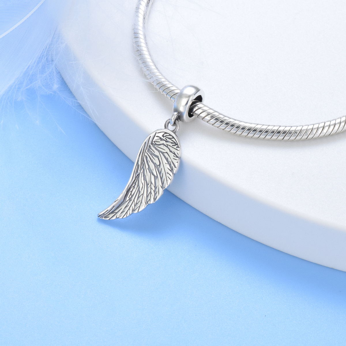 S925 sterling silver beaded DIY pendant wings - Image 3