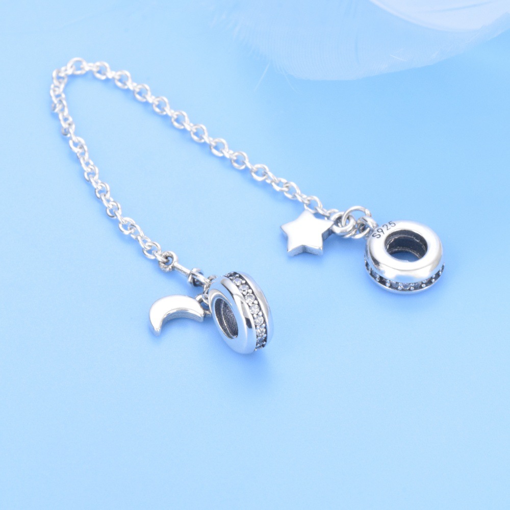 S925 Sterling Silver Beaded DIY Pendant Star Moon - Image 3