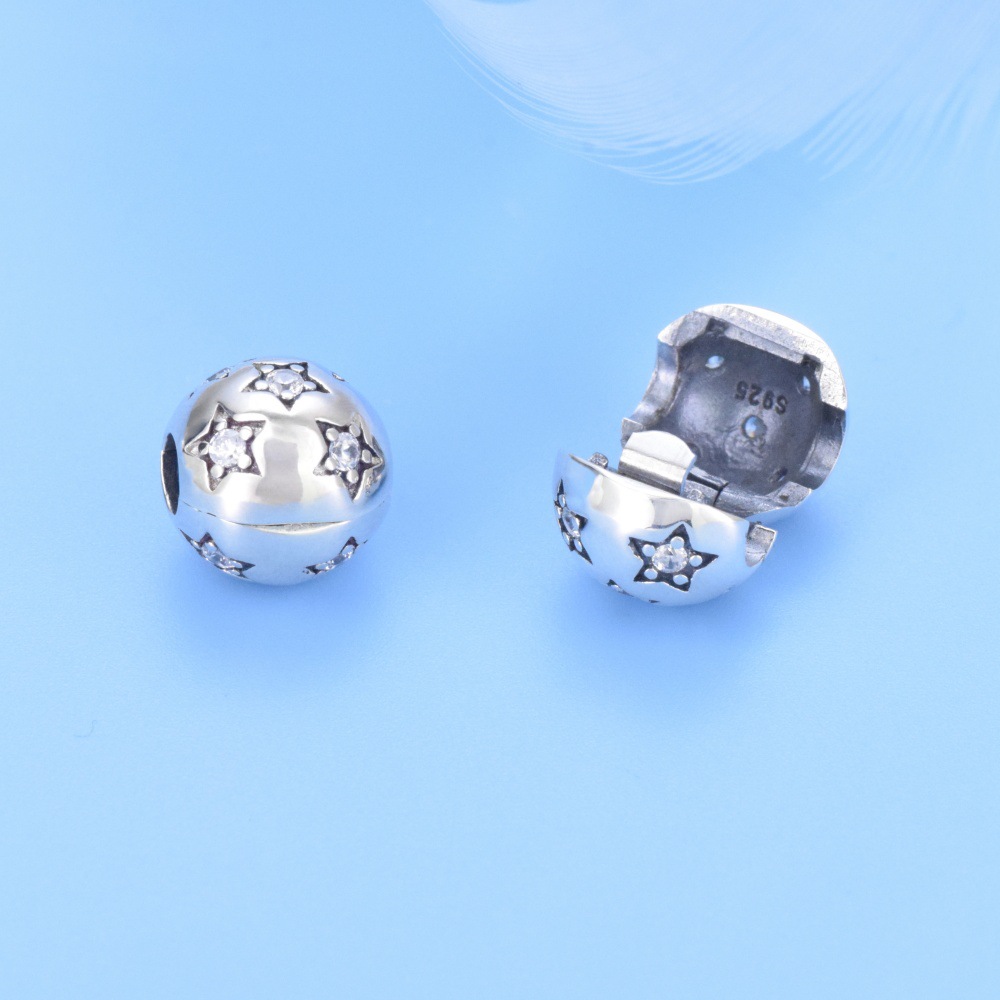 S925 sterling silver beaded DIY pendant pentagram - Image 3