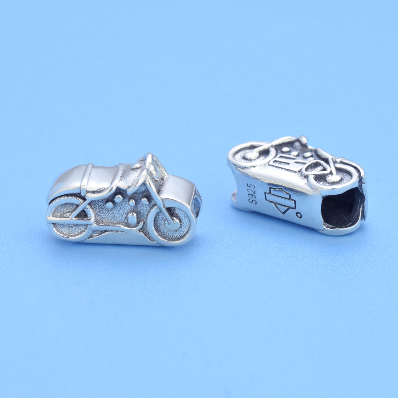 S925 Sterling Silver Beaded DIY Pendant Motorcycle - Image 3