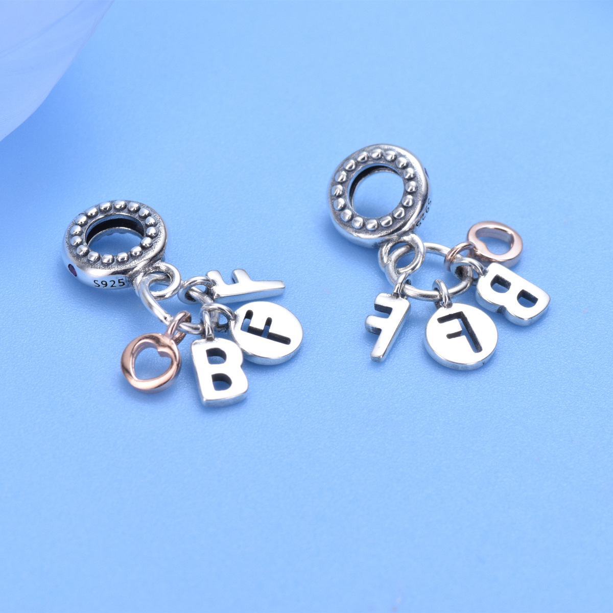 S925 sterling silver beaded DIY pendant lettering - Image 3