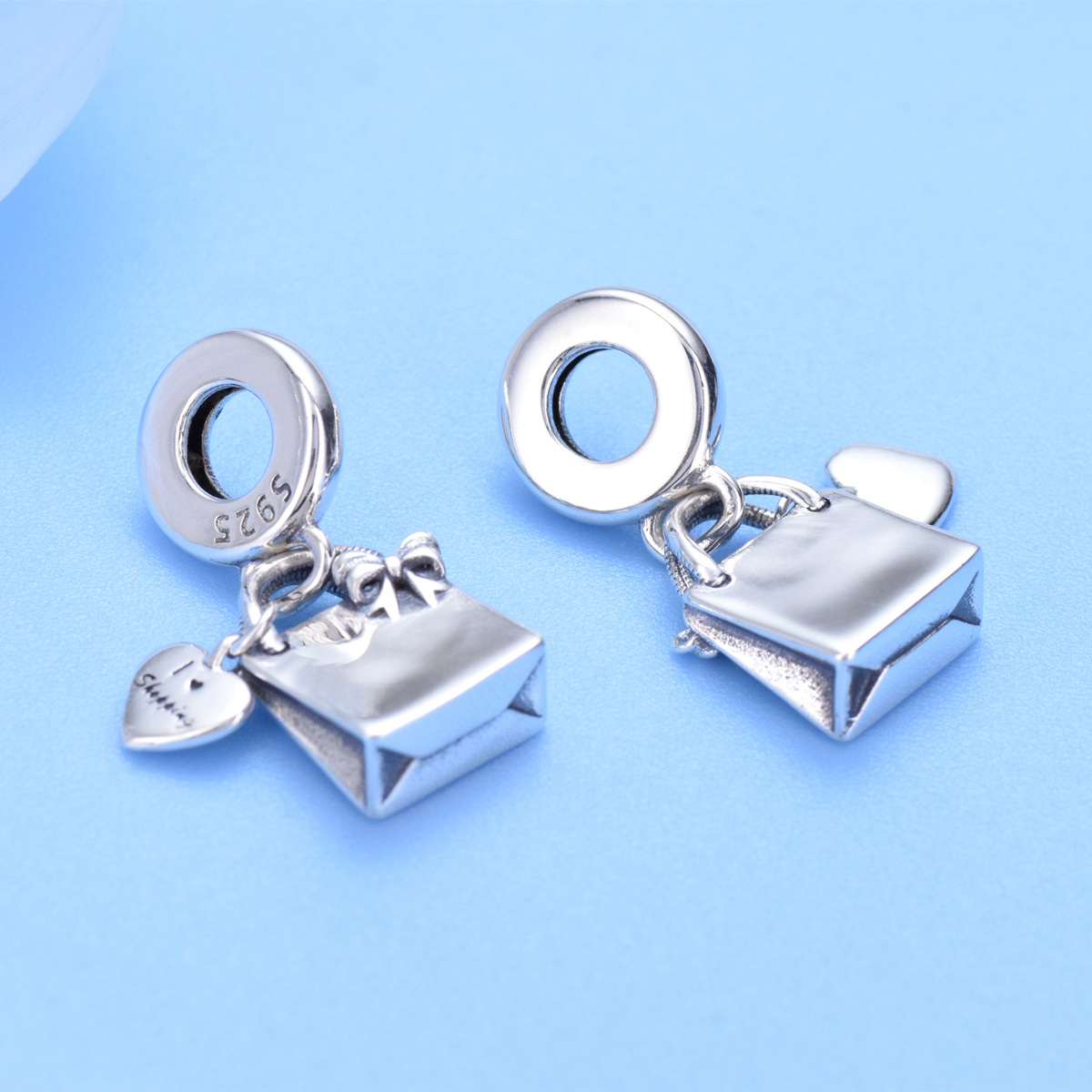 S925 Sterling Silver Beaded DIY Pendant Tote Bag - Image 3