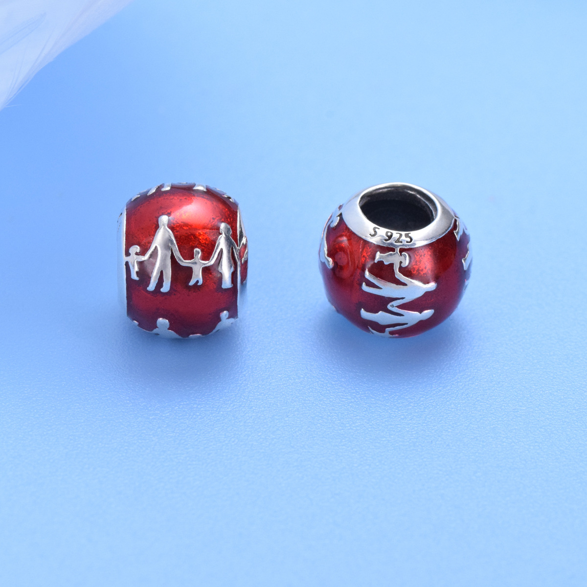 S925 sterling silver beaded DIY pendant for a family of four - Image 3