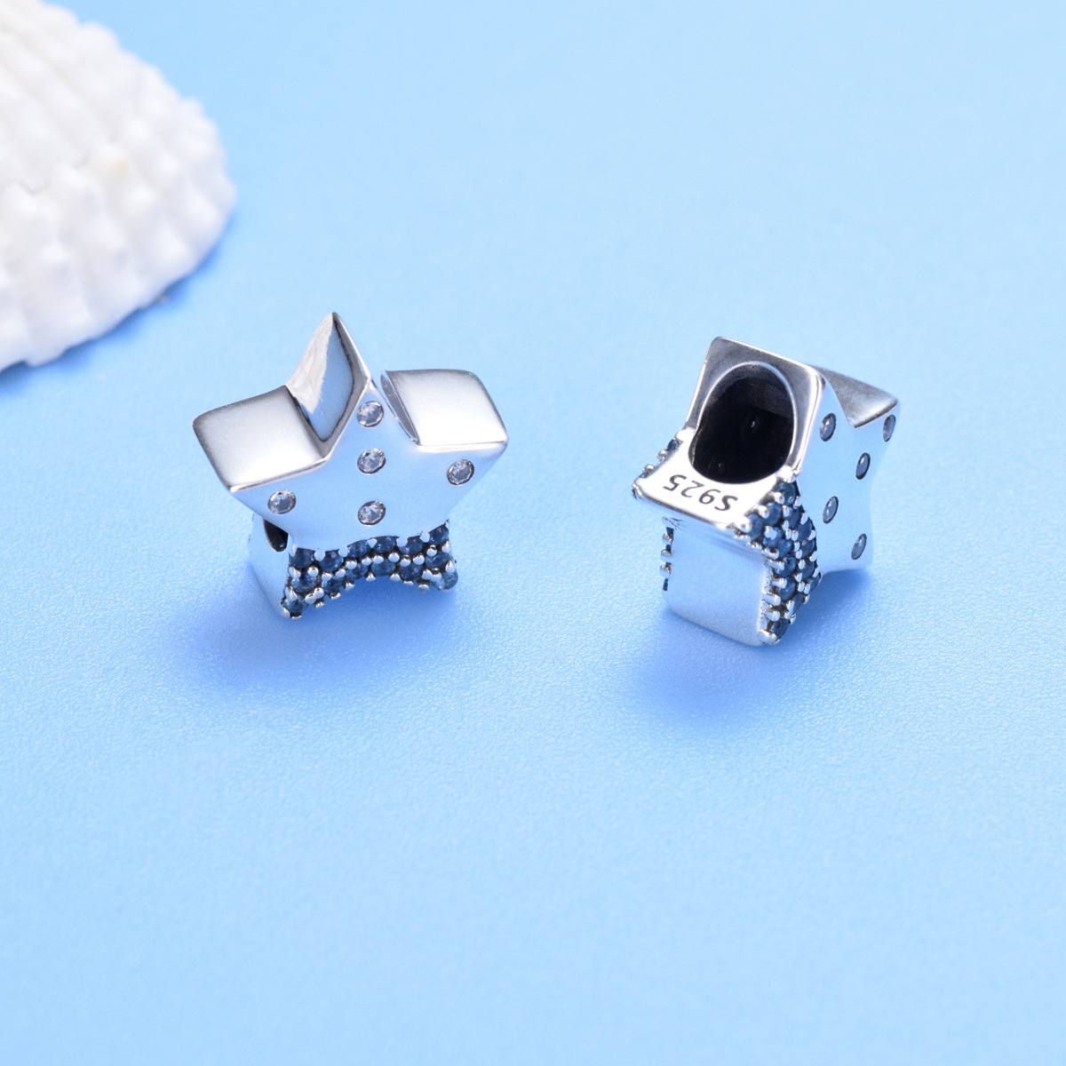 S925 Sterling Silver Beaded DIY Pendant Star - Image 3