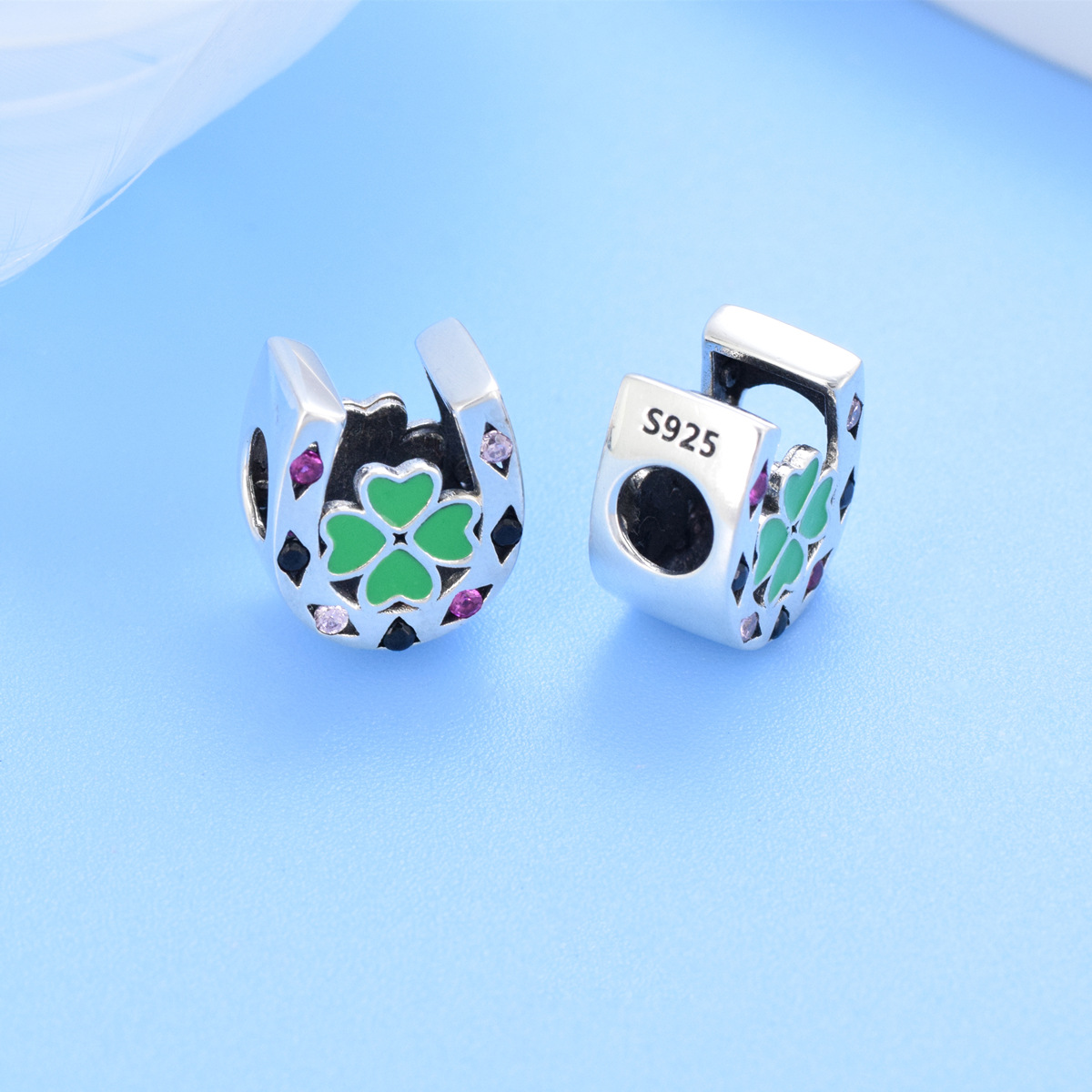 S925 Sterling Silver Beaded DIY Pendant Heart Shaped Flowers - Image 3