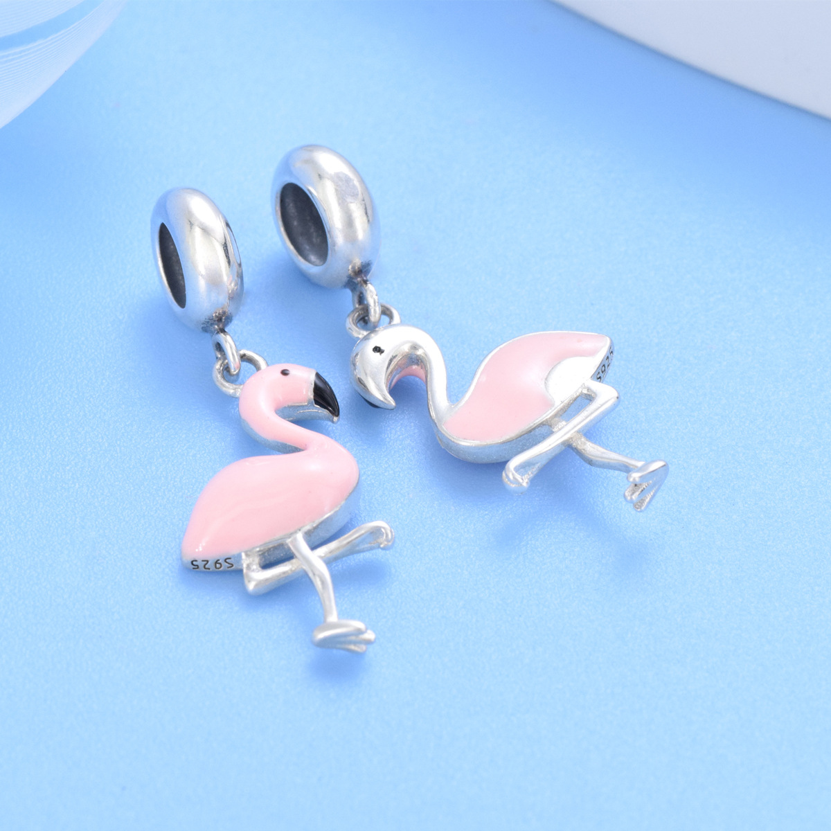 S925 sterling silver beaded DIY pendant red-crowned crane - Image 3