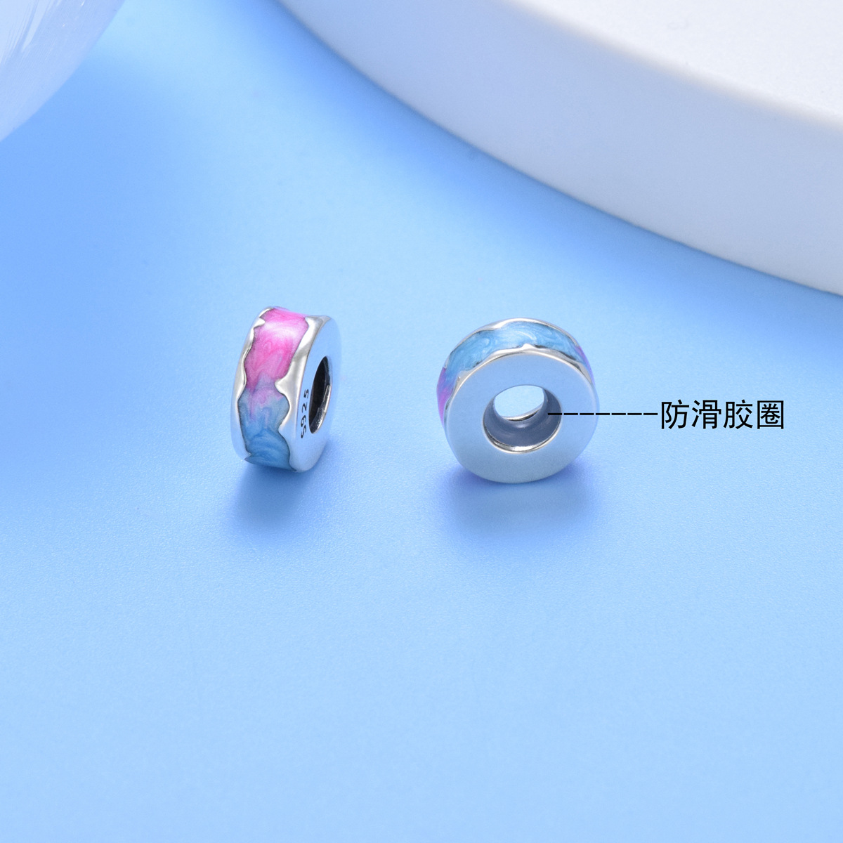 S925 sterling silver beaded DIY pendant anti-slip fixed beads - Image 3