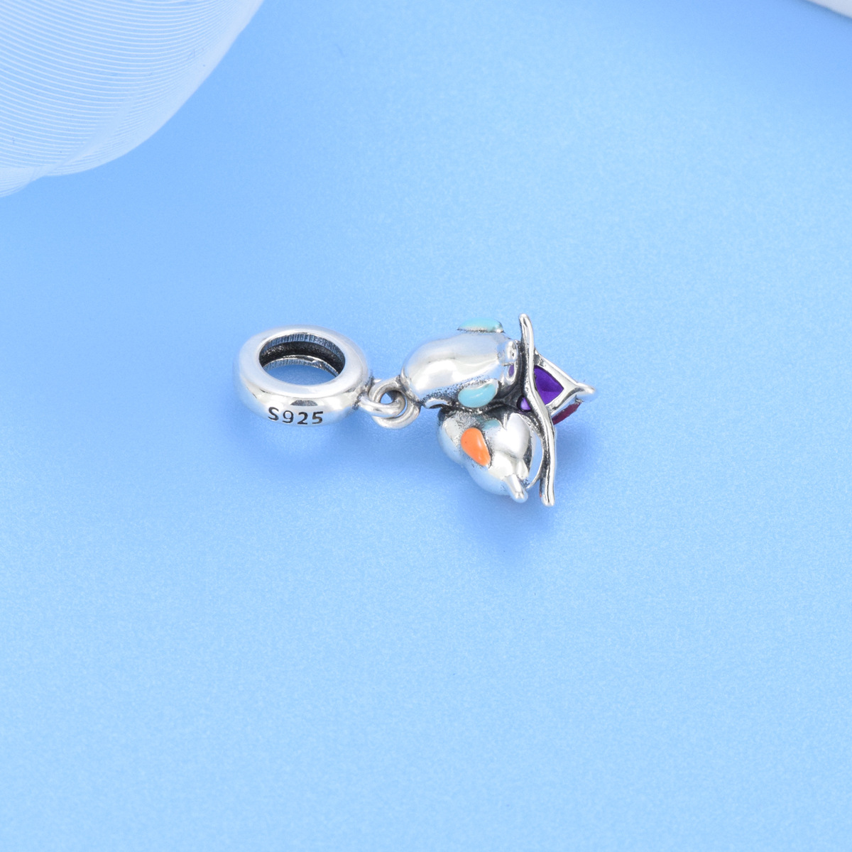 S925 sterling silver beaded DIY pendant magpie - Image 3