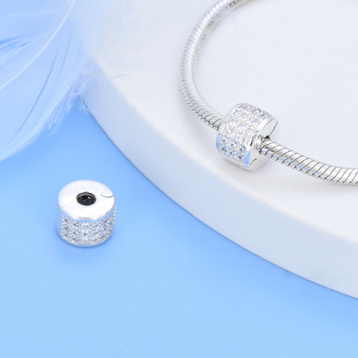 S925 sterling silver beaded DIY pendant buckle positioning beads - Image 4