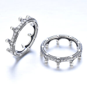 S925 sterling silver crown couple rings