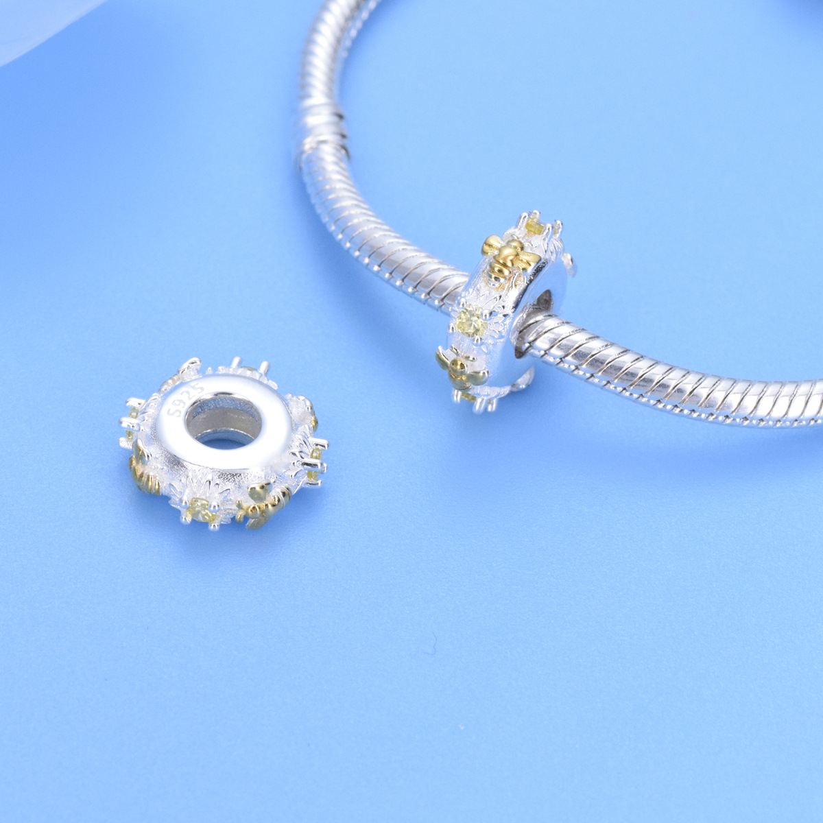 S925 sterling silver beaded DIY pendant little bee - Image 3