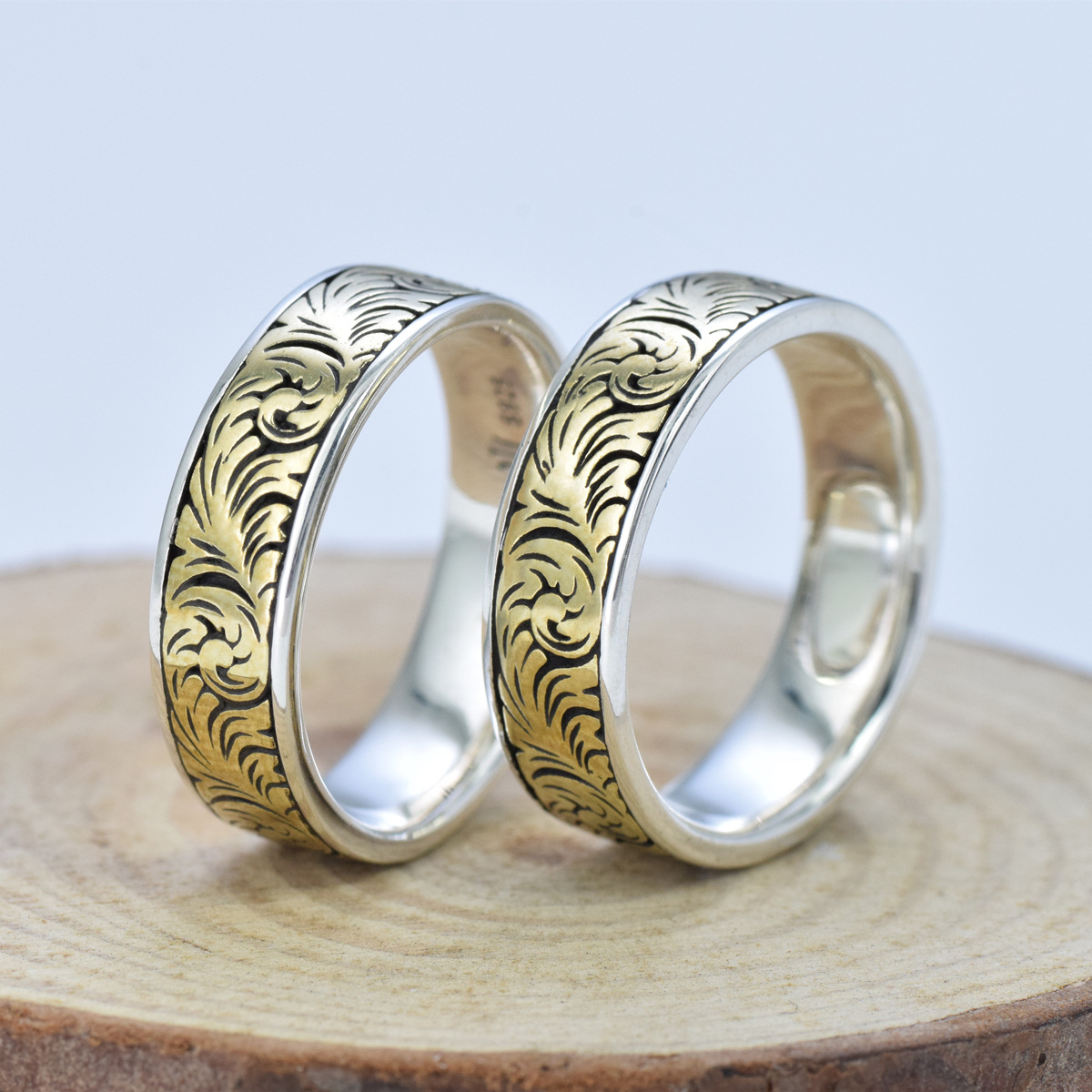 S925 sterling silver couple ring gold craft unisex - Image 3