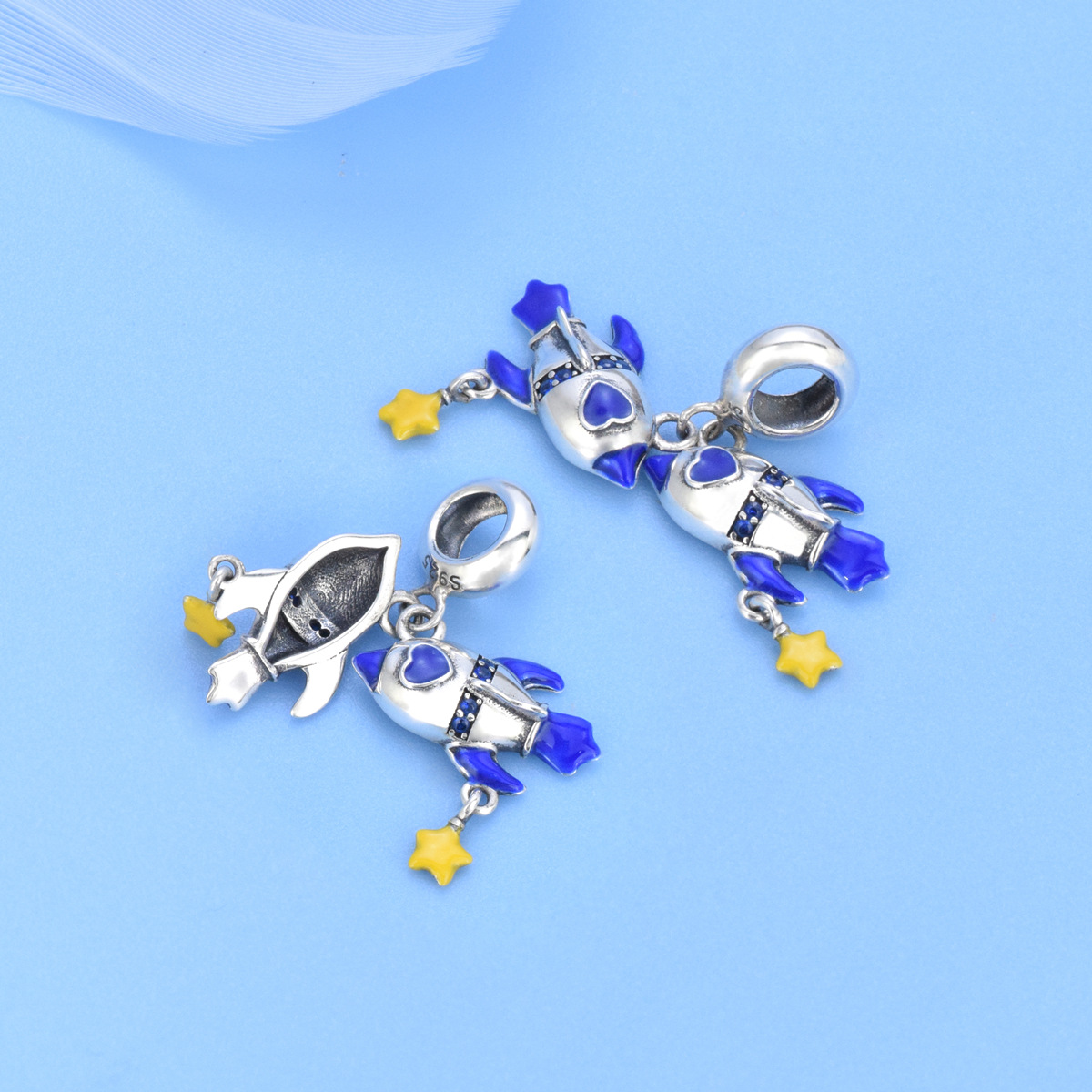 S925 Sterling Silver Beaded DIY Pendant Rocket - Image 3