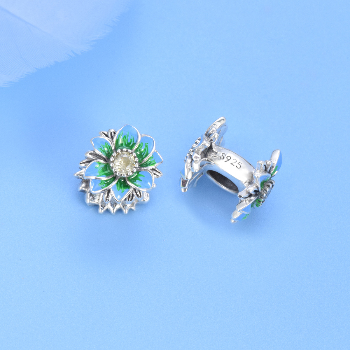 S925 Sterling Silver Beaded DIY Pendant Flowers - Image 3