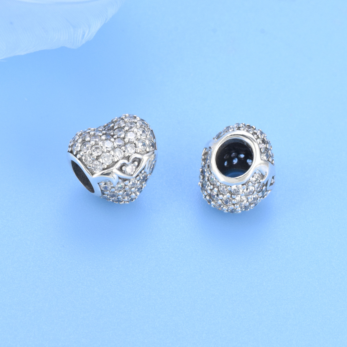 S925 sterling silver beaded DIY pendant love - Image 3